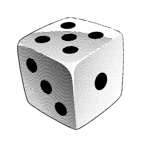 Illustratie Van Krabbord Gegraveerde Dobbelstenen — Stockvector