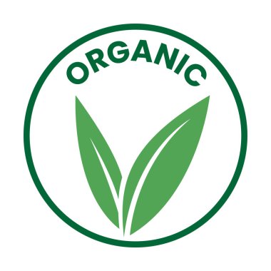 Yeşil yapraklı organik Yuvarlak Simge Beyaz Arkaplan 'da izole