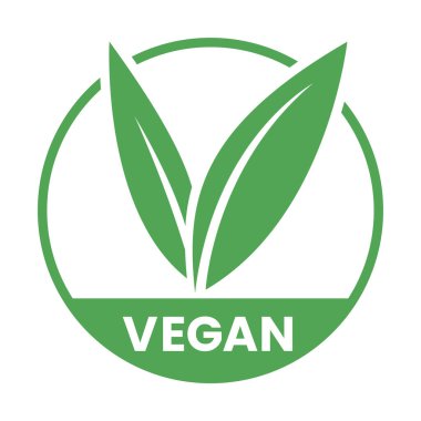 Yeşil yapraklı Vegan Yuvarlak Simgesi Beyaz Arkaplanda izole