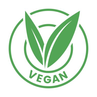 Yeşil yapraklı Vegan Yuvarlak Simgesi Beyaz Arkaplanda izole