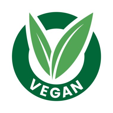 Yeşil yapraklı Vegan Yuvarlak Simgesi Beyaz Arkaplanda izole