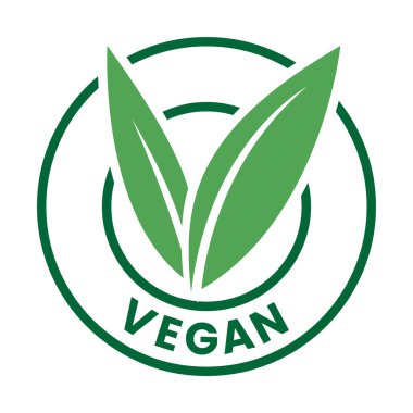 Yeşil yapraklı Vegan Yuvarlak Simgesi Beyaz Arkaplanda izole