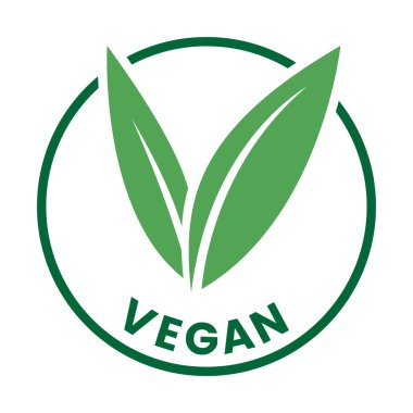 Yeşil yapraklı Vegan Yuvarlak Simgesi Beyaz Arkaplanda izole