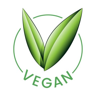 Gölgeli Yeşil Yapraklı Vegan Yuvarlak Simgesi Beyaz Arkaplanda İzole Edildi