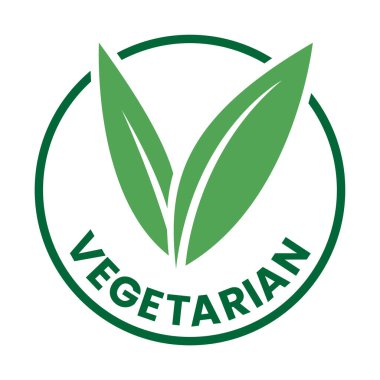 Yeşil Yapraklı Vejetaryen Yuvarlak Simgesi Beyaz Arkaplanda