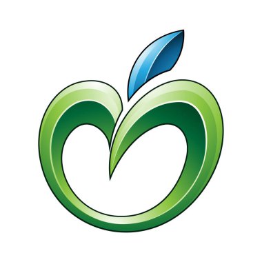 Yeşil ve Mavi tonlarında Apple Simgesi Beyaz Arkaplanda izole