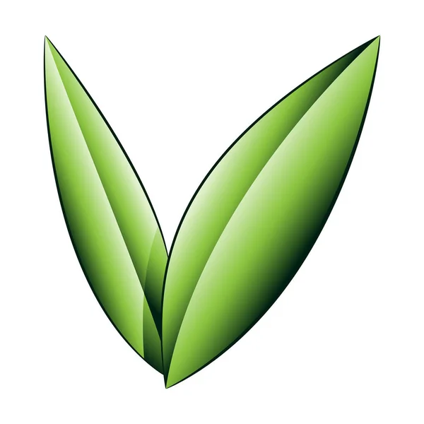 Zelené Stínované Listy Ikona Izolované Bílém Pozadí — Stockový vektor