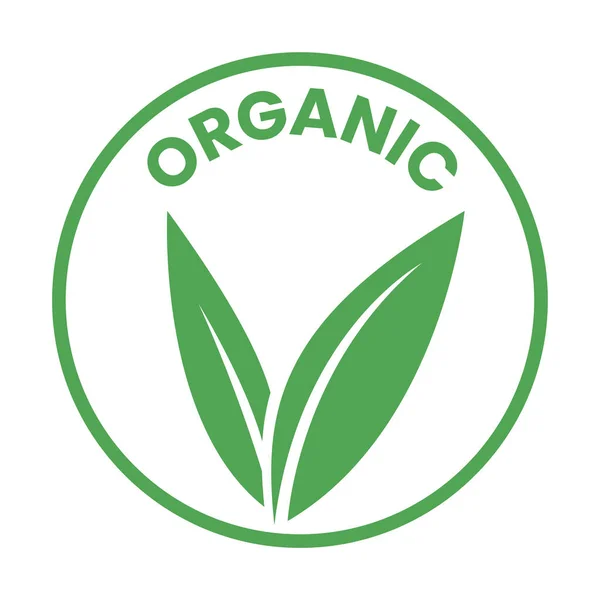 Ícone Redondo Orgânico Com Folhas Verdes Isoladas Fundo Branco — Vetor de Stock