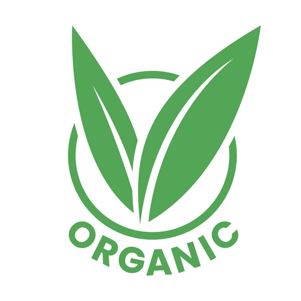 Icono Redondo Orgánico Con Hojas Verdes Aisladas Sobre Fondo Blanco — Vector de stock