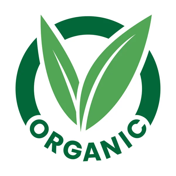 Organisches Rundes Symbol Mit Grünen Blättern Auf Weißem Hintergrund — Stockvektor