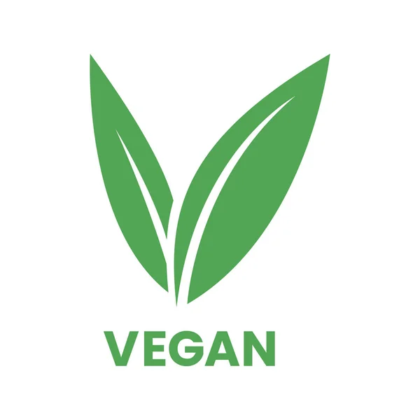 Icono Vegano Con Hojas Verdes Aisladas Sobre Fondo Blanco — Vector de stock