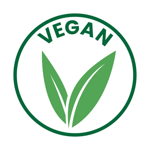 Vegan Icon Πράσινα Φύλλα Που Απομονώνονται Λευκό Φόντο — Διανυσματικό Αρχείο