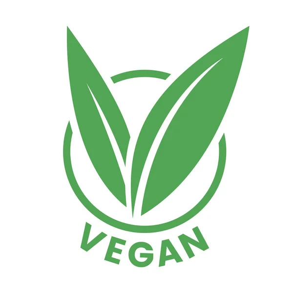 Vegan Icon Πράσινα Φύλλα Που Απομονώνονται Λευκό Φόντο — Διανυσματικό Αρχείο