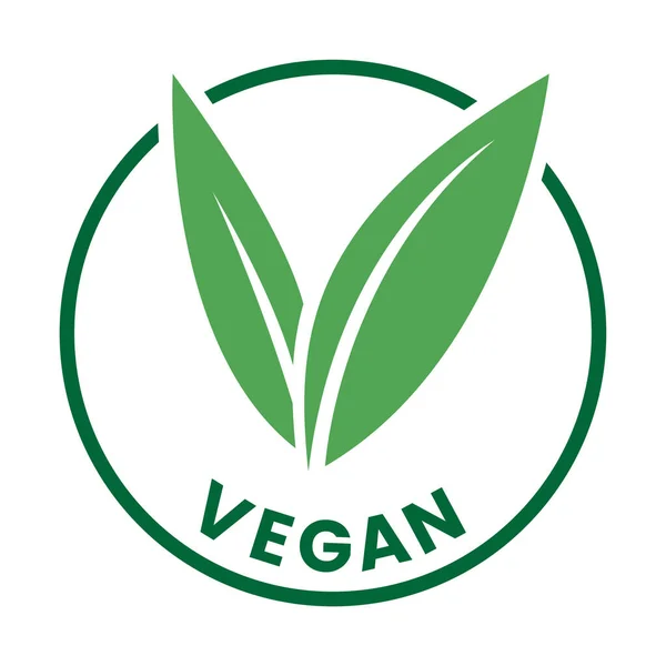 Vegan Icon Πράσινα Φύλλα Που Απομονώνονται Λευκό Φόντο — Διανυσματικό Αρχείο