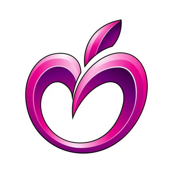 Яблочная Икона Блестящих Оттенках Пурпурного Выделена Белом Фоне — стоковый вектор