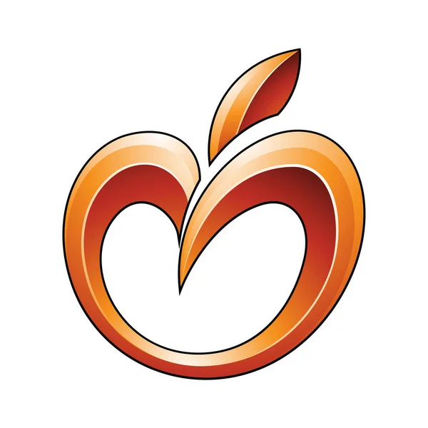 Icône Pomme Dans Les Tons Brillants Orange Isolé Sur Fond — Image vectorielle