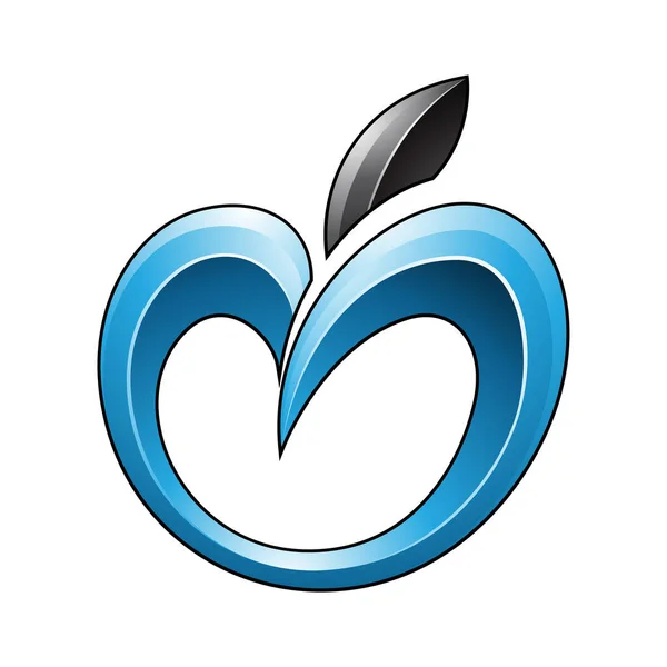 Apple Ikone Blau Und Schwarztönen Isoliert Auf Weißem Hintergrund — Stockvektor