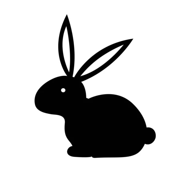 Black Rabbit Silhouette Isolated White Background — Stock Vector