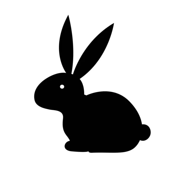 Silhouette Lapin Noir Isolée Sur Fond Blanc — Image vectorielle