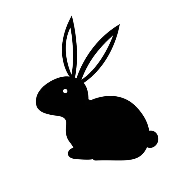 Black Rabbit Silhouette Isolated White Background — Stock Vector