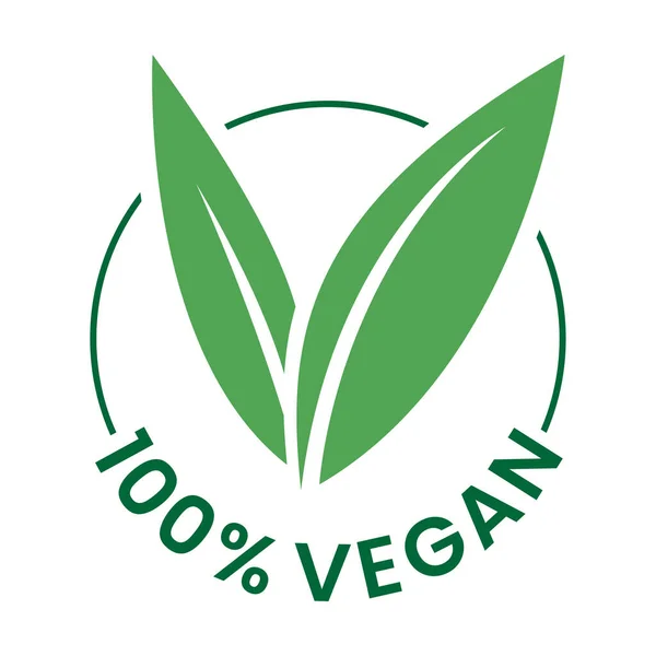 100 Vegan Icon Πράσινα Φύλλα Που Απομονώνονται Λευκό Φόντο — Διανυσματικό Αρχείο