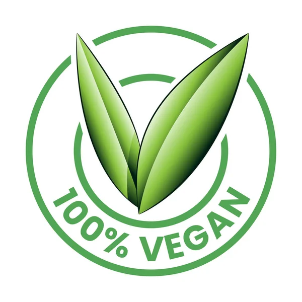 100 Vegan Icon Σκιασμένα Πράσινα Φύλλα Που Απομονώνονται Λευκό Φόντο — Διανυσματικό Αρχείο