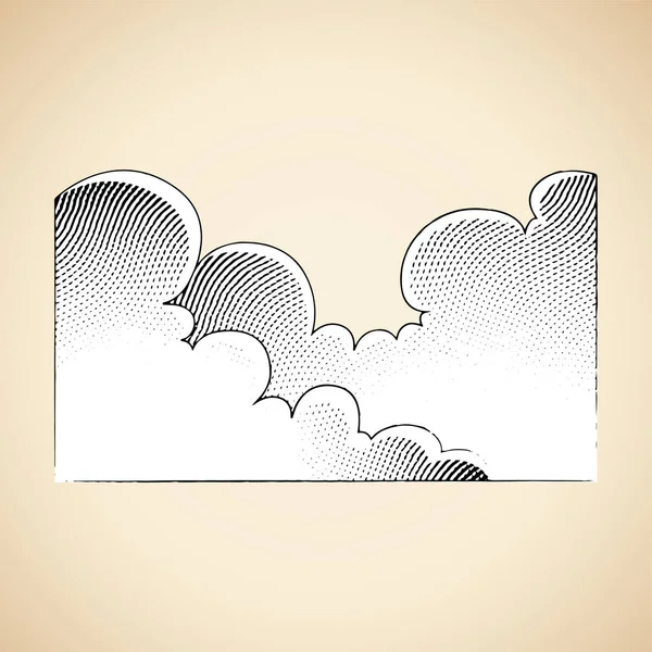 Ilustración Pizarra Grabado Ilustración Nubes Con Relleno Blanco Aislado Sobre — Archivo Imágenes Vectoriales