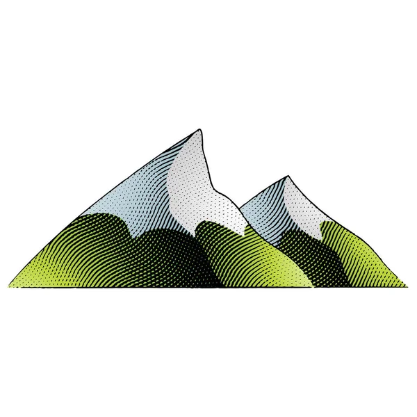 白色背景下孤立的色彩斑斓的山体刻划图解 — 图库矢量图片