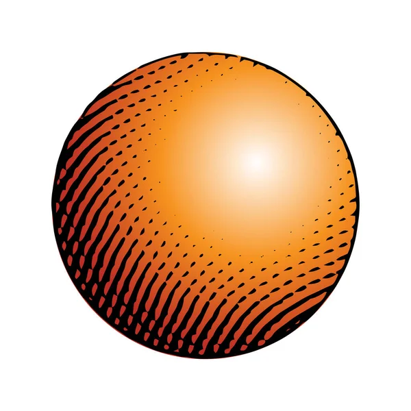 Illustration Scratchboard Engraved Sphere Orange Fill Isolated White Background — Stock Vector