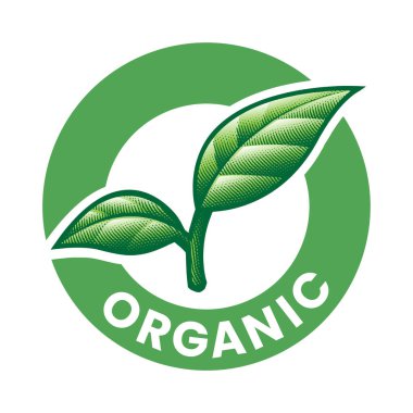 Beyaz bir arkaplanda 2 yeşil yapraklı organik oymalı Yuvarlak Simge