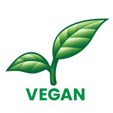 Vegan oymalı Koyu Yeşil Yapraklı Simge Beyaz Arkaplan 'da izole edilmiş