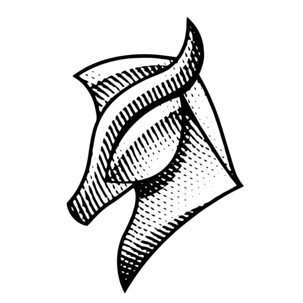 Illustration Von Scratchboard Engraved Horse Profile Isoliert Auf Weißem Hintergrund — Stockvektor