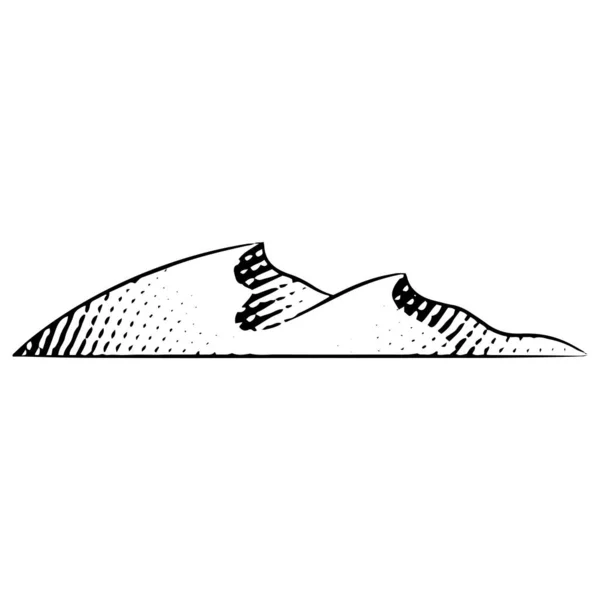 Scratchboard Gravur Von Dünen Isoliert Auf Weißem Hintergrund — Stockvektor