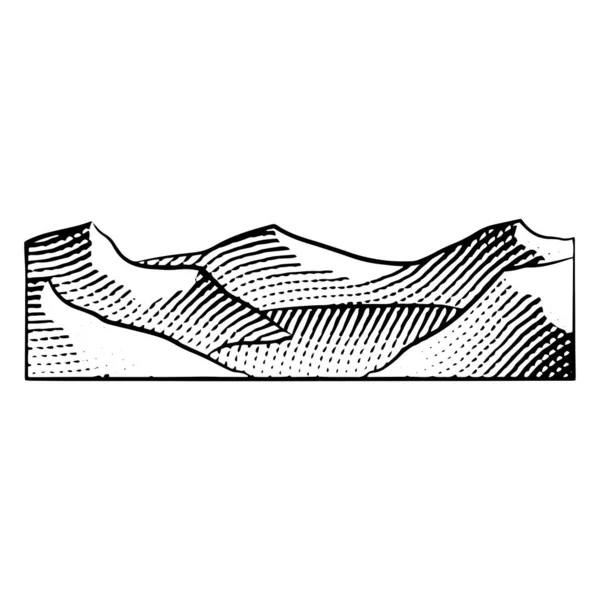 Scratchboard Gravur Von Mountain Lake Isoliert Auf Weißem Hintergrund — Stockvektor
