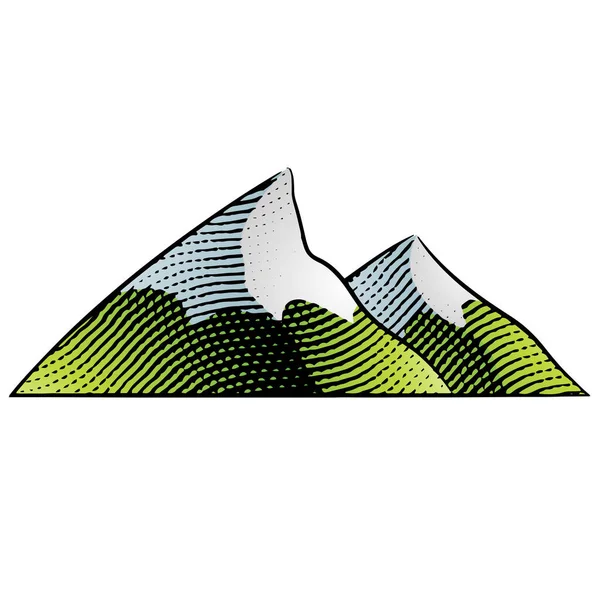 白い背景に隔絶されたカラフルな塗りつぶしの山の彫刻 — ストックベクタ