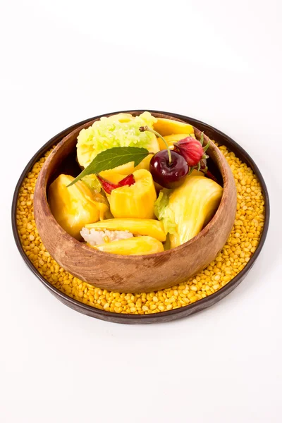 Native Thai style dessert, sticky rice in jackfruit — Stock Photo, Image