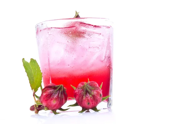 Rosellensaft mit getrockneter Rosellenblüte — Stockfoto