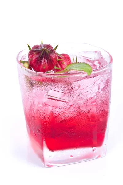 ローゼル ジュース乾燥ローゼルの花を持つ — ストック写真