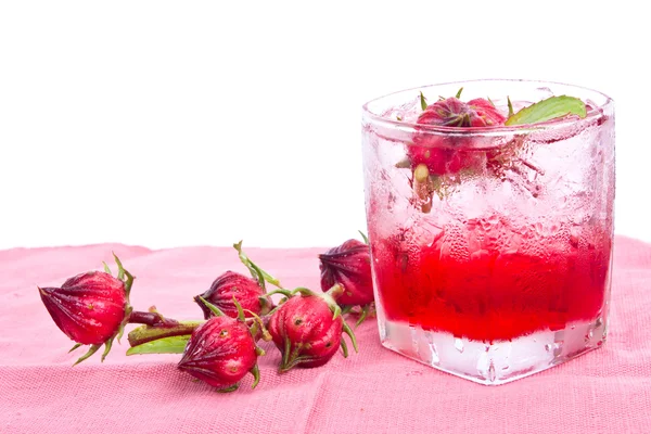 Roselle suyu ile kurutulmuş roselle çiçek — Stok fotoğraf