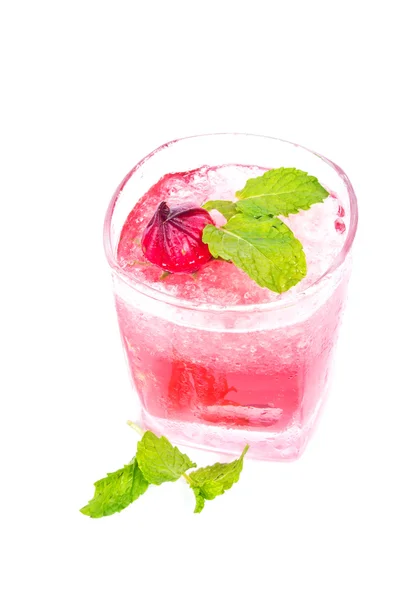 Rosellensaft mit getrockneter Rosellenblüte — Stockfoto