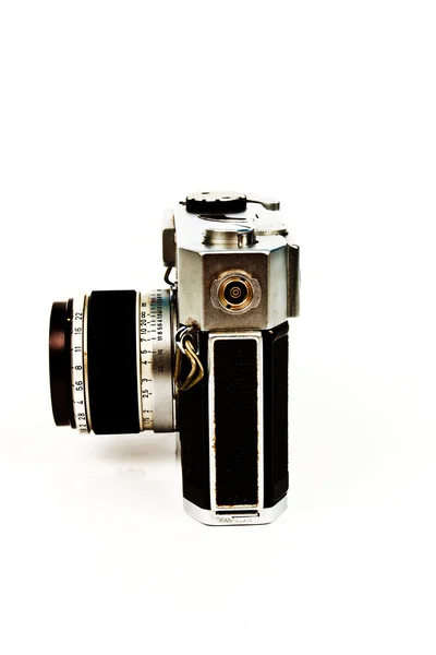 Antigua cámara de cine con lente sobre fondo blanco — Foto de Stock