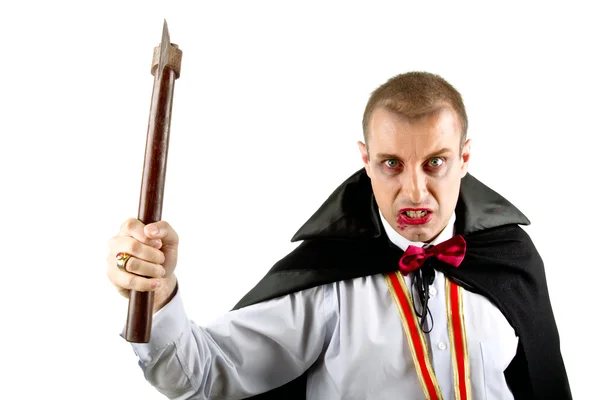 Portrait of a man with Count Dracula style make-up. Shot in a studio. — Stock Photo, Image