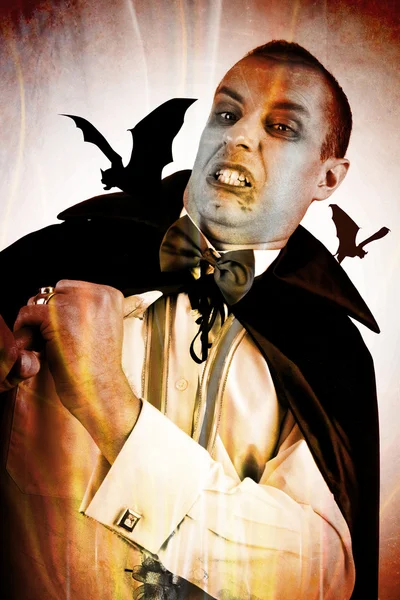 Portrait of a man with Count Dracula style make-up. Shot in a studio. — Stock Photo, Image