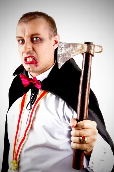 Portrait of a man with Count Dracula style make-up. Shot in a studio. — Stock Photo, Image