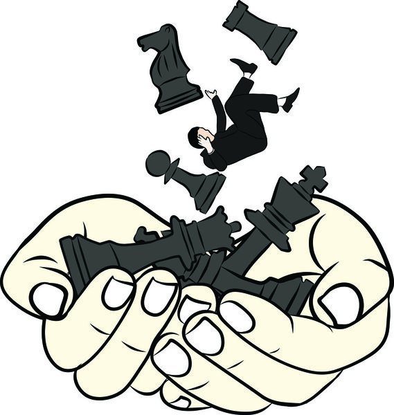 Рисунок концепта провалился у бизнесмена
