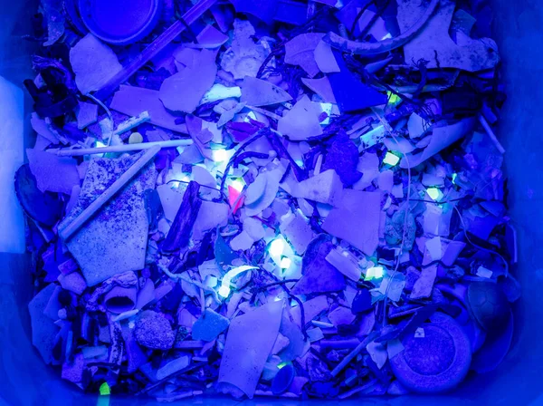 Micro Plastic Waste Glows Light — Stock Photo, Image