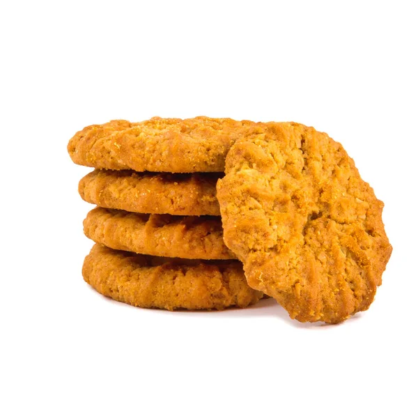 Krispiga Havregryn Cookies Isolerade Vit Bakgrund — Stockfoto