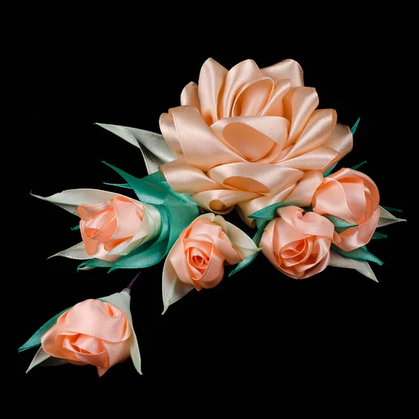 Schöne Helle Ukrainische Handgefertigte Blume Haarnadeln Aus Bändern Und Bijouterie — Stockfoto
