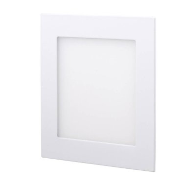 Beyaz izole bir arkaplanda logo olmadan tavana monte etmek için güçlü bir kare LED lamba