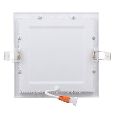 Beyaz izole bir arkaplanda logo olmadan tavana monte etmek için güçlü bir kare LED lamba